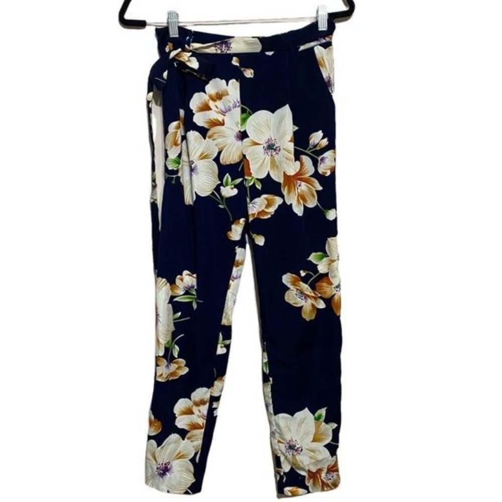 Shein Floral High Waisted Tie Pants